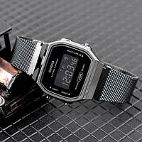 Наручний годинник Casio A168WEMB-1B чорні електронні ручні годинники чоловічі Касіо з підсвічуванням оригінальні