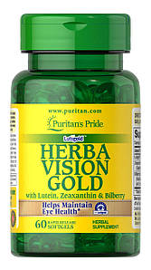 Вітаміни для очей Puritan's Pride HerbaVision Gold Lutein Bilberry Zeaxanthin 60 капс.
