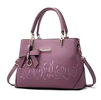 Стильная женская сумочка на плече, фиолетовая сумка для девушки с вышитыми цветами