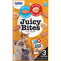 Ласощі INABA "Juicy Bites" для котів, соковиті снеки зі смаком риби і молюсків 3*11,3 гр (48 шт в ящ.)