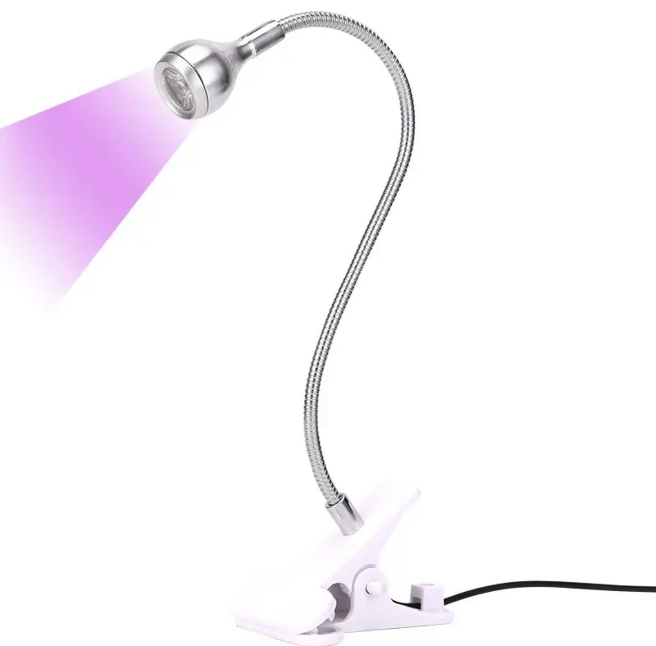 Лампа UV для сушіння гель лаку з USB портом на прищіпці 3 вт, срібна