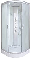 Гідромасажний бокс 126 80х80 см матовий с заднім склом душова кабіна з низьким піддоном