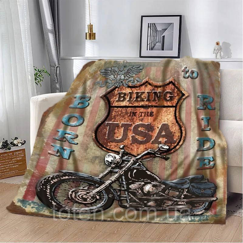 Плед BORN to RIDE якісне покривало з 3D-малюнком розмір 135х160