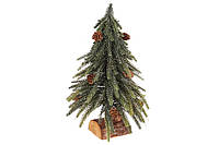 Декоративная елка с шишками на пеньке для новогоднего декора, 27 см