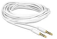 Кабель аудіо-сигнальний Delock Jack 3.5mm 4pin M/M  5.0m Stereo 1:1 AWG24 AUX Gold білий (70.08.3443)