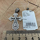 Срібний хрестик з шовковим шнурком зі срібними вставками срібло чорнене 925 проби комплект, фото 6