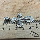 Срібний хрестик з шовковим шнурком зі срібними вставками срібло чорнене 925 проби комплект, фото 8