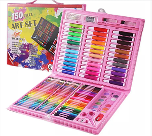 Дитячий набір для малювання в кейсі 150 предметів Набір для творчості рожевий