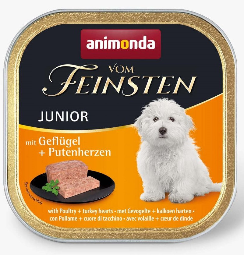 Вологий корм для цуценят з м'ясом птиці та індички Animonda Vom Feinsten Junior with Poultry+Turkey hearts 150 г