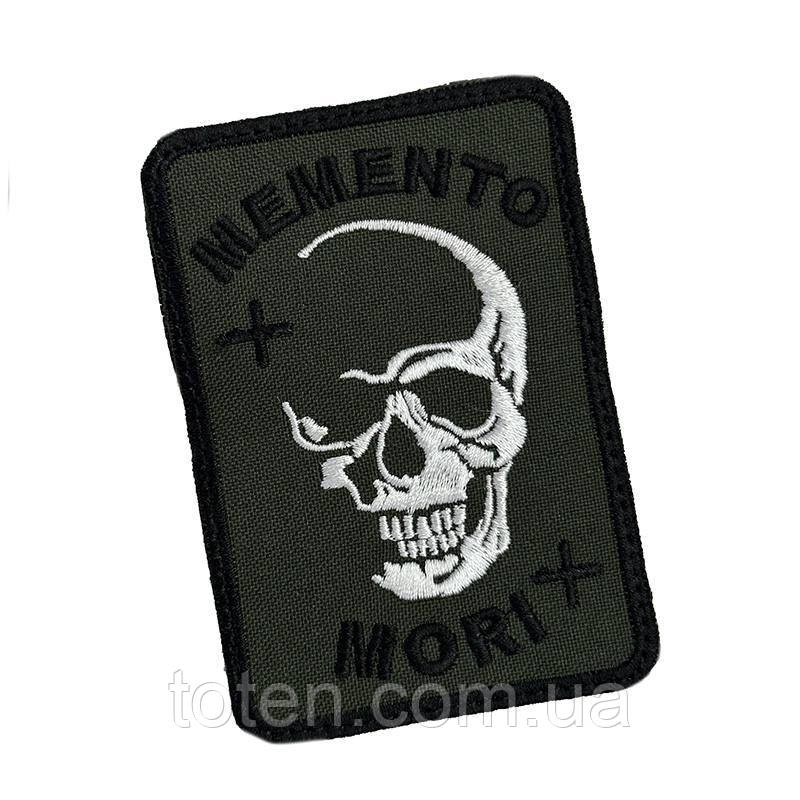Шеврон Memento mori Череп олива на липучці 9*6 см