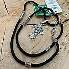 Срібний хрестик та шовковий шнурок зі срібними вставками Спаси и Сохрани 925 проба, фото 4