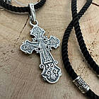 Срібний хрестик та шовковий шнурок зі срібними вставками Спаси и Сохрани 925 проба, фото 2