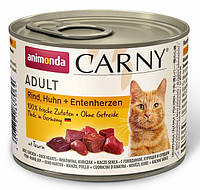 Влажный корм для кошек с говядиной, курицей и утиными сердцами Animonda Carny Adult 200 г