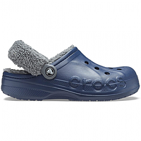 Мужские шлепанцы Кроксы Crocs Baya Lined Fuzz Strap Navy/Grey Синие M4/W6 (36-37)