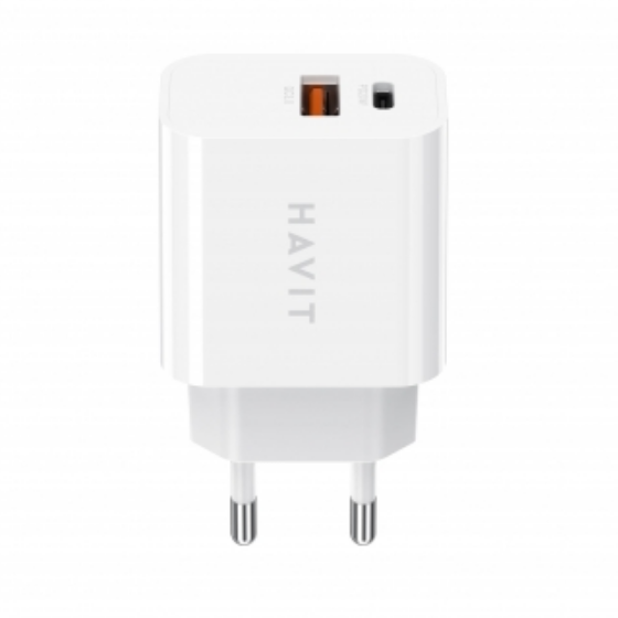 Зарядний пристрій мережевий USB/Type-C QC+PD 20W білий Havit HV-UCP007, фото 1