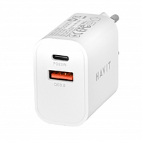Зарядний пристрій мережевий USB/Type-C QC+PD 20W білий Havit HV-UCP007, фото 3