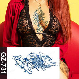 Juice Флеш тату. 18*11 см. Тимчасова, перекладна. Змеи, Цветы, GZ-731 (S)