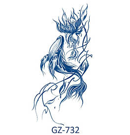 Juice Флеш тату. 18*11 см. Тимчасова, перекладна. Кити, Квіти, GZ-732 (S)