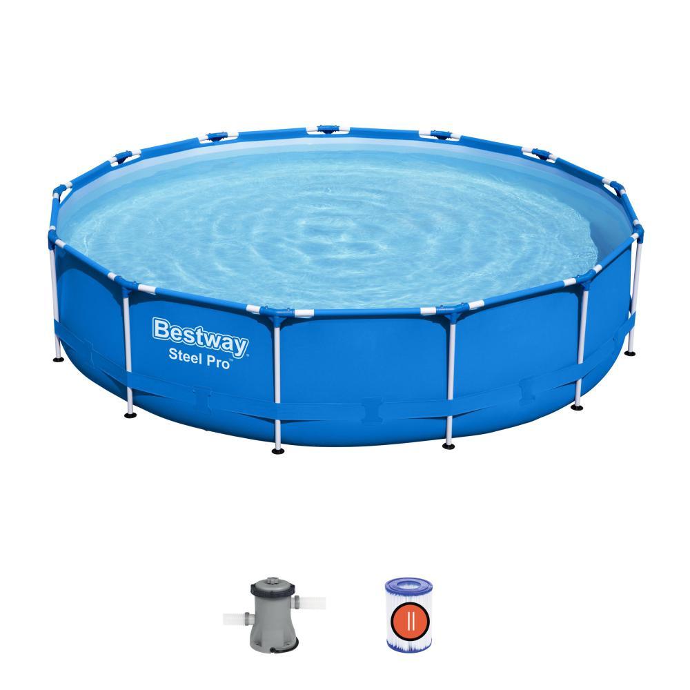 Каркасний круглий басейн Bestway 5612E з фільтр-насосом 396х84 см на 6503 л синій