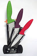 Набор цветных керамических ножей 4 в 1 на подставке