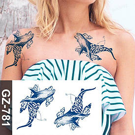 Juice Флеш тату. 18*11 см. Тимчасова, перекладна. Набір, Кити, Трайбл, GZ-781 (S)