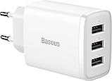 Мережевий зарядний пристрій Baseus Compact Charger 3U 17 W EU white (CCXJ020102), фото 2