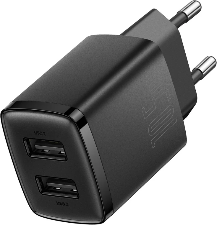 Мережевий зарядний пристрій Baseus Compact Charger 2U 10.5 W EU black (CCXJ010201), фото 1