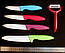 Набір кольорових керамічних ножів 5 в 1 на підставці, що обертається, фото 3