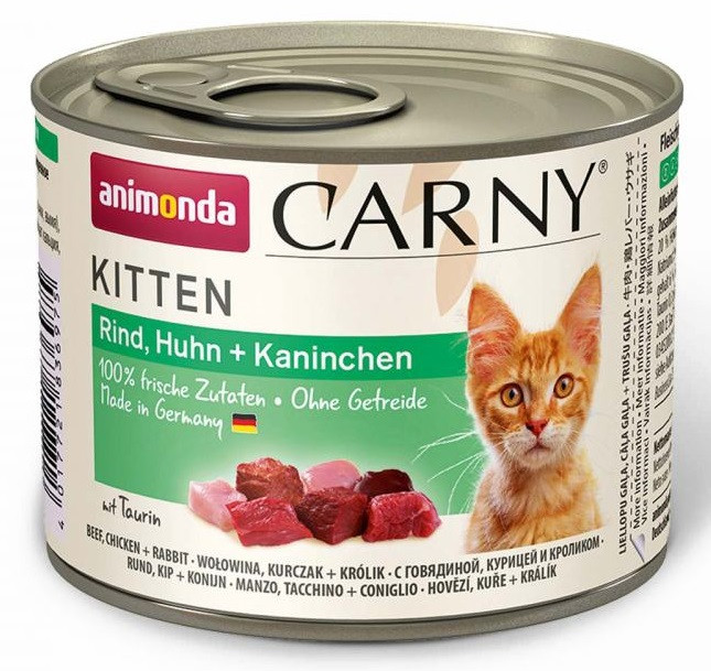 Вологий корм для кошенят з яловичиною, куркою та кроликом Animonda Carny Kitten Beef, Chicken+Rabbit 200 г