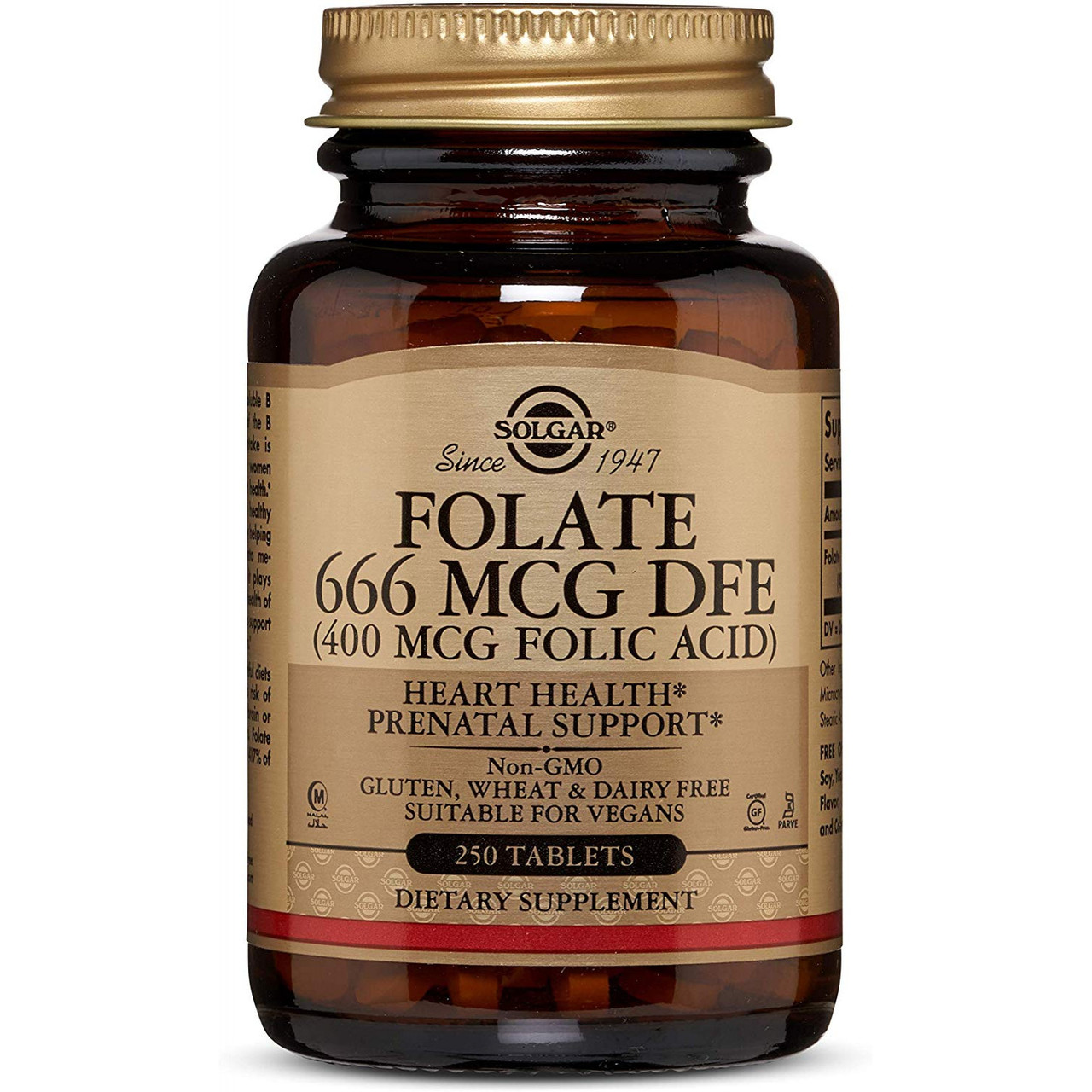 Фолієва кислота Solgar Folate 666 mcg DFE (Folic Acid 400 mcg) 250 tabs