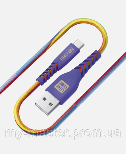 Кабель Luxe Cube USB to USB micro Kevlar 1,2 м веселка