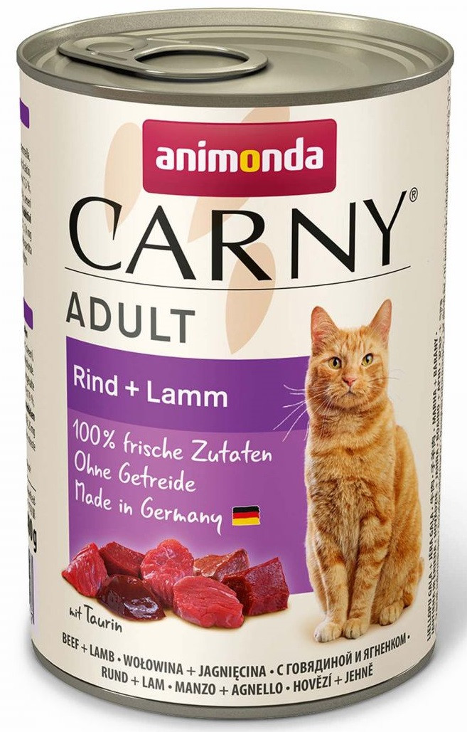 Вологий корм для кішок з яловичиною та ягням Animonda Carny Adult Beef + Lamb 400 г, фото 1