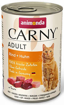 Вологий корм для котів з яловичиною та куркою Animonda Carny Adult Beef + Chicken 400 г