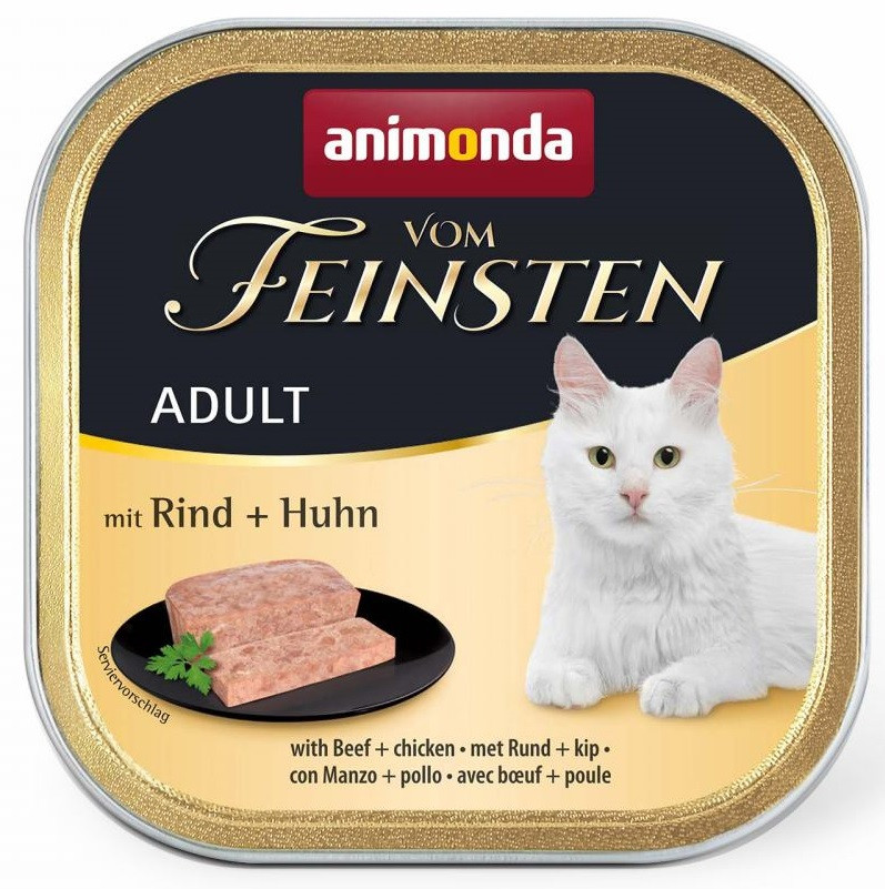 Вологий корм для котів з яловичиною та куркою Animonda Vom Feinsten Adult with Beef + Chicken 100 г, фото 1