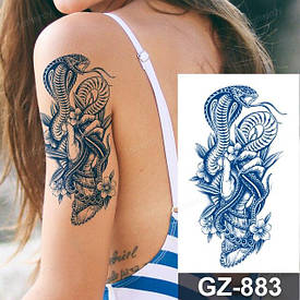 Juice Флеш тату. 18*11 см. Тимчасова, перекладна. Змії, Квіти, Руки, GZ-883 (S)