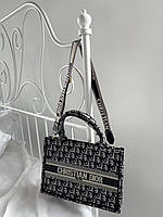 Женская сумка шопер подарочная Dior Large Book Tote Dark Leopard (черная) AS374 стильная с короткими ручками