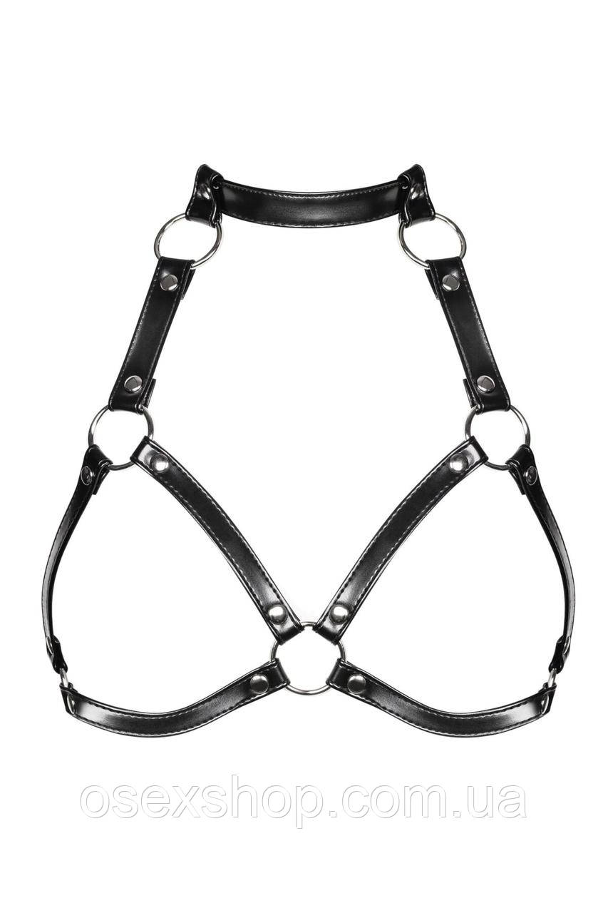 Портупея на груди Obsessive A740 harness black O/S, штучна шкіра, фото 1