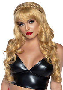 В'язка перука з косою Leg Avenue Long curly bang wig with braid, натуральний блонд, 66 см
