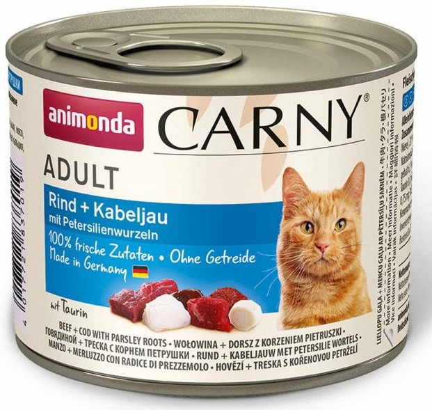 Вологий корм для кішок з яловичиною, тріскою та коренем петрушки Animonda Carny Adult 200 г, фото 1