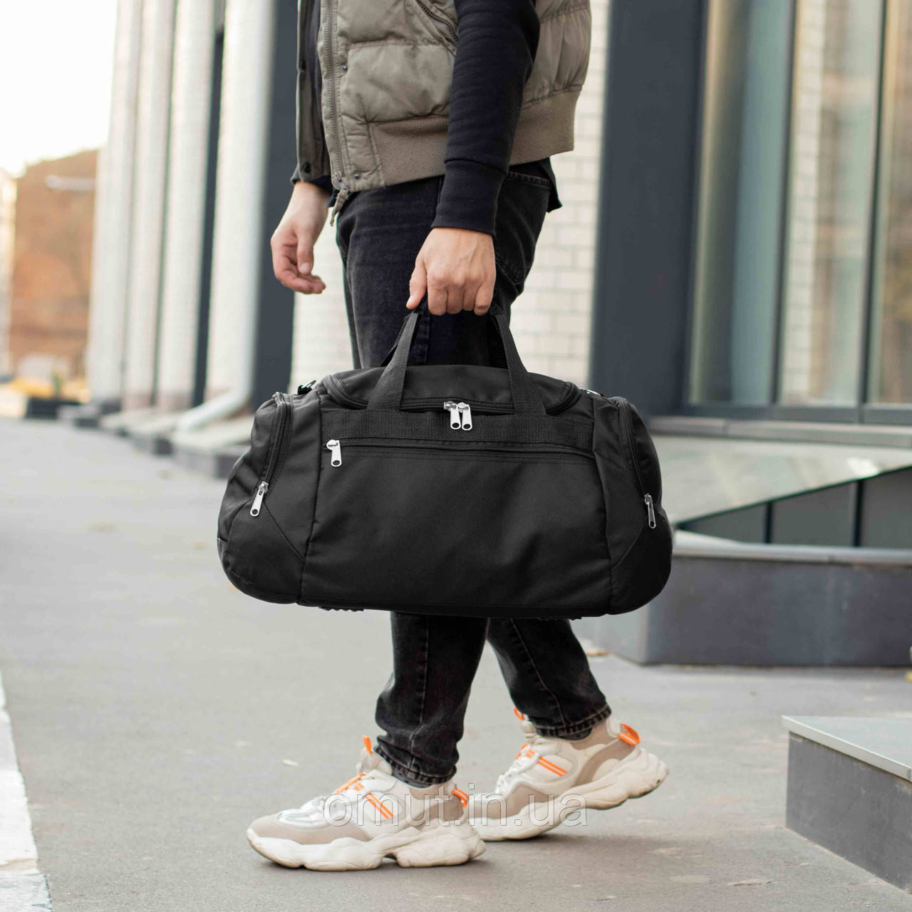 Чоловіча міська дорожня сумка TALES Black спортивна для фітнесу та подорожей чорна тканинна, фото 1
