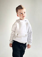 Костюм детский с начесом ROCK. Толстовка+штаны. Белый с чёрными штанами