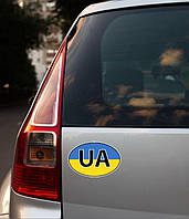 Патриотическая наклейка на авто / машину "UA Евростандарт" 17х11 см овальная в украинском стиле на стекло