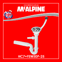 Сифон трубний для кухонної мийки з круглим переливом 1 1/2х113 мм HC7+FSW50P-25 McALPINE