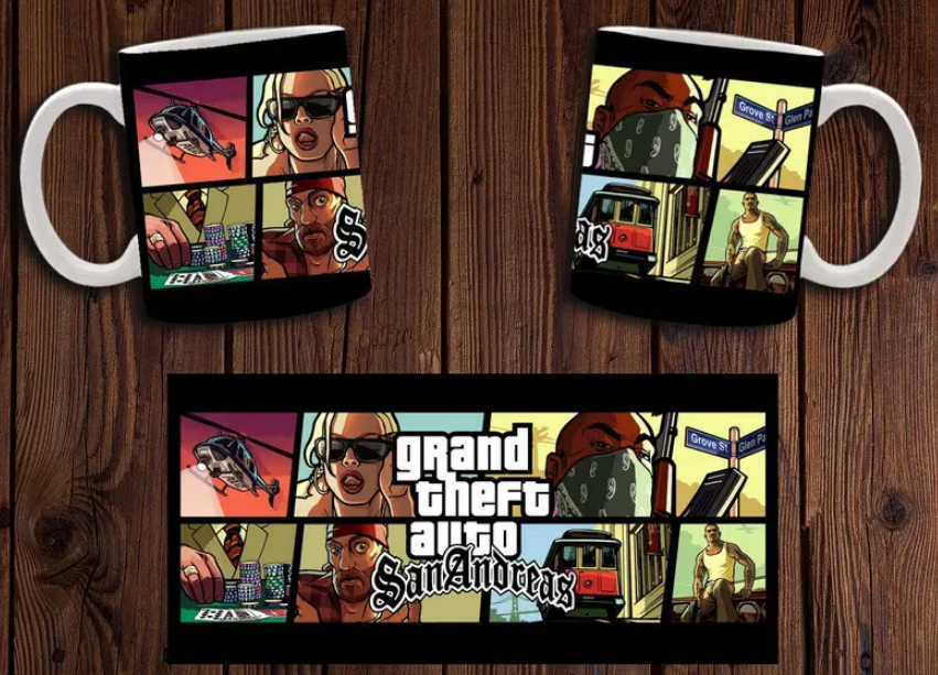 Чашка біла керамічна "GTA San Andreas" ГТА Сан Андреас ABC