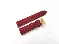 Кожаный ремешок для наручных часов 22 мм Nagata Spain бордовый (вишневый) текстурный с золотистой пряжкой