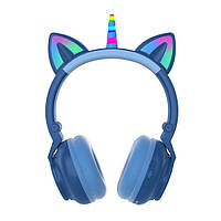Наушники CAT с кошачьими ушками Bluetooth беспроводные RGB синие