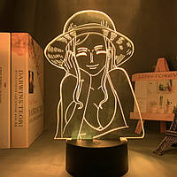 Светильник с 3D эффектом led лампа Нами из аниме One Piece Ван пис ночник с пультом