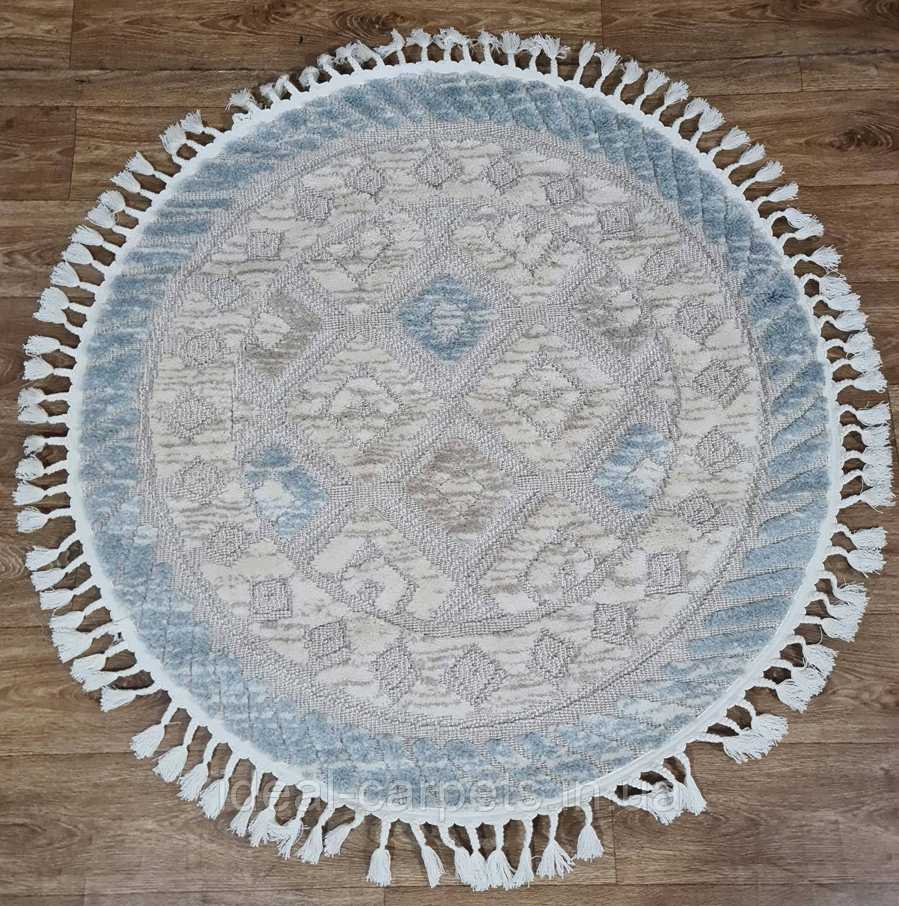 Килим круглий 1.6х1.6м Kendi 0530 Блакитний