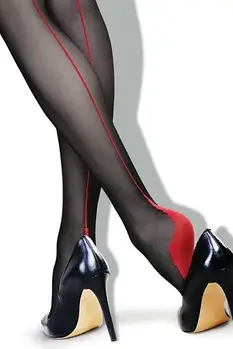 Колготки 20 ден капронові з червоним швом Lores Riga Rossa 20 чорного кольору розміру 1/2  3/4