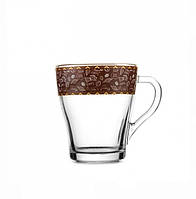 Кружка 250 мл стеклянная Грация кофе отводка MIX 8124/1649(48)